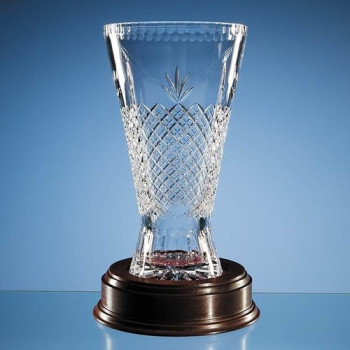30cm Lead Crystal Panelled Trophy Vase